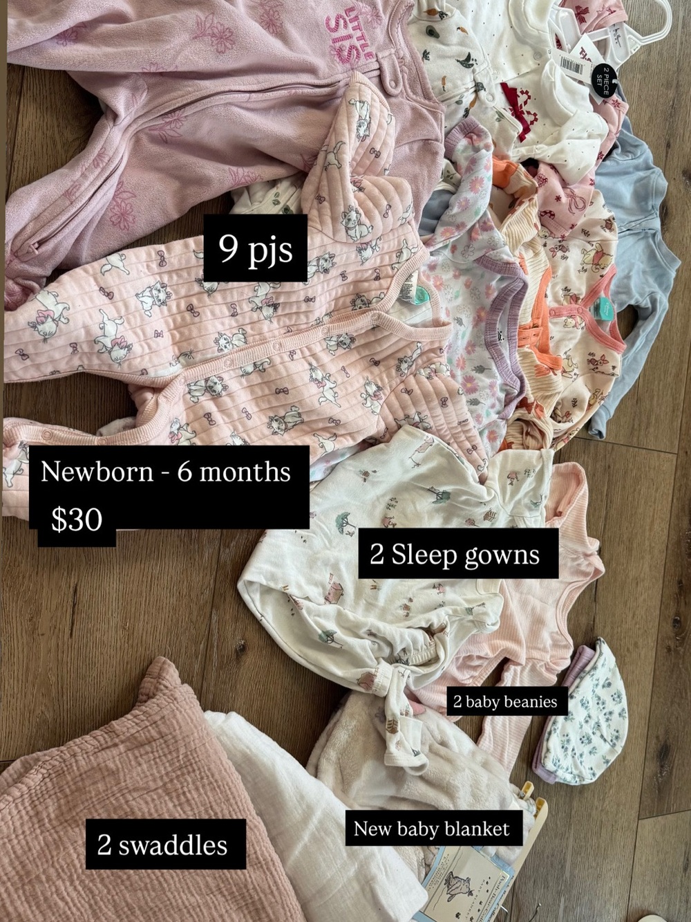 Baby Girl Sleepwear Set in Soft Pink & Cream